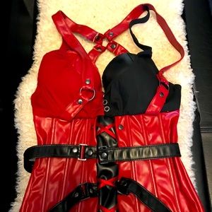 Harley Quinn red and black corset.